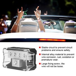 Akozon Earth Block Power Distribution Block Car Audio Power Distribution 1 x 0 GA 4 x 4 GA Outblock Splitter Audio Power / Ground Wire Distribution