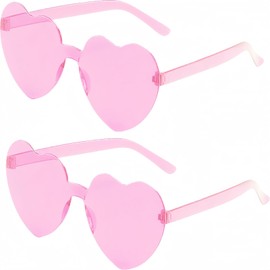 GCQJOQ 2 Pairs Heart Sunglasses for Women, Pink Heart Glasses for Party Favor