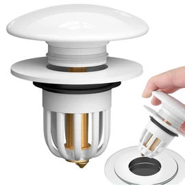 Waschbeckenstöpsel Pop Up Ablaufventil, Universal Abflussstopfen, Keramische Stöpsel Waschbecken, Bathroom Sink Stopper, Badewannenstöpsel mit Anti Clogging Sieb, Push-Typ Bad Stecker Ersatz, Weiß