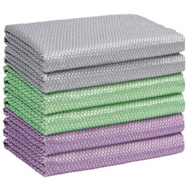 HOMEXCEL Microfiber Glass Cleaning Cloths-6PK, 16"x14" Lint Free Window Cleaning Cloth, Glasses, Mirrors, Screens, Stainless Steel, Premium Magic Cleaning Cloth for Glass and Window Cleaner