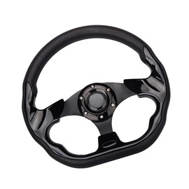 Golf Cart Steering Wheel,Universal D Shape Design Golf Cart Skid Steering Wheel,for Club Car EZGO RXV and TXT, Yamaha, Precedent Tempo (Black)