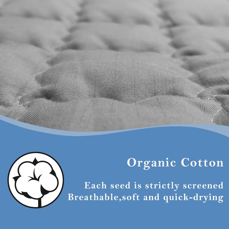 LAXVAPIU Grounding Mat Cotton Bed Pad Silver Fiber Quilted Grounded