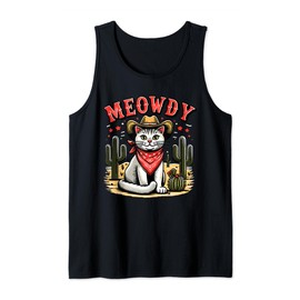 Cowboy Cat, Meowdy, Funny Western Kitten, Howdy Tank Top