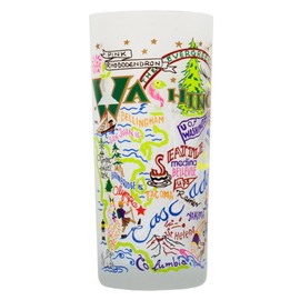 Catstudio Drinking Glass, Washington Frosted Glass Cup for Kitchen, Drinking Glasses, 15oz Dishwasher Safe Tumbler for Washington Lovers