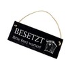 Engraved Slate Sign with German Text "Besetzt, Bitte kurz warten