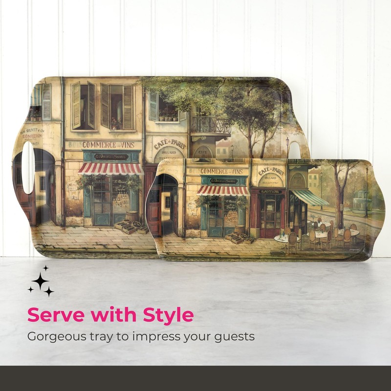 Pimpernel Parisian Scenes Melamine Rectangular Serving Tray – (19.25" x