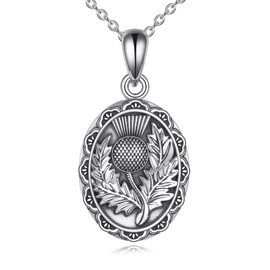 YAFEINI Scottish Thistle Jewelry Necklace Sterling Silver Scottish Thistle Scotland Flower Pendant Necklaces Valentine's Day Gifts for Women (A-Scottish Thistle)