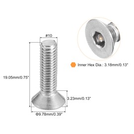 QUARKZMAN Pack of 20 #10-32 x 3/4 Inch Flat Countersunk Socket Cap Screws 304 Stainless Steel Hexagonal Socket Flat Head Screws Countersunk Bolts