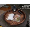 MAGIGO 22 Inches Extra Large Round Black Walnut Wood Ottoman