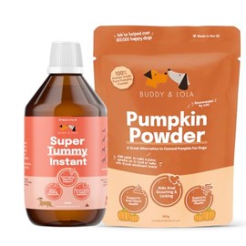 Buddy & Lola Perfect Poop Bundle 100% Natural Pumpkin Powder For Dogs, Tummy Settler For Dogs, Canned Pumpkin Alternative, High Fibre Supplement For Dogs, Easy To Use Pumpkin Puree For Dogs UK