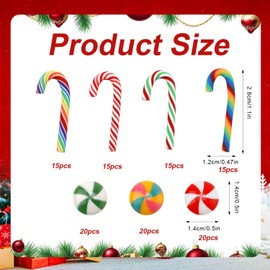 120pcs Mini Canes Fake Candy Decorations, Miniatures Christmas Candy Cane Clay Candy Canes Faux Candy Cane Christmas Knob Covers Candy Decorations Mini Christmas Decorations for DIY Crafts Decoration