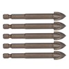 5Pcs Cross Drill Bit 1/4in Hex Shank Tile Glass Ceramic