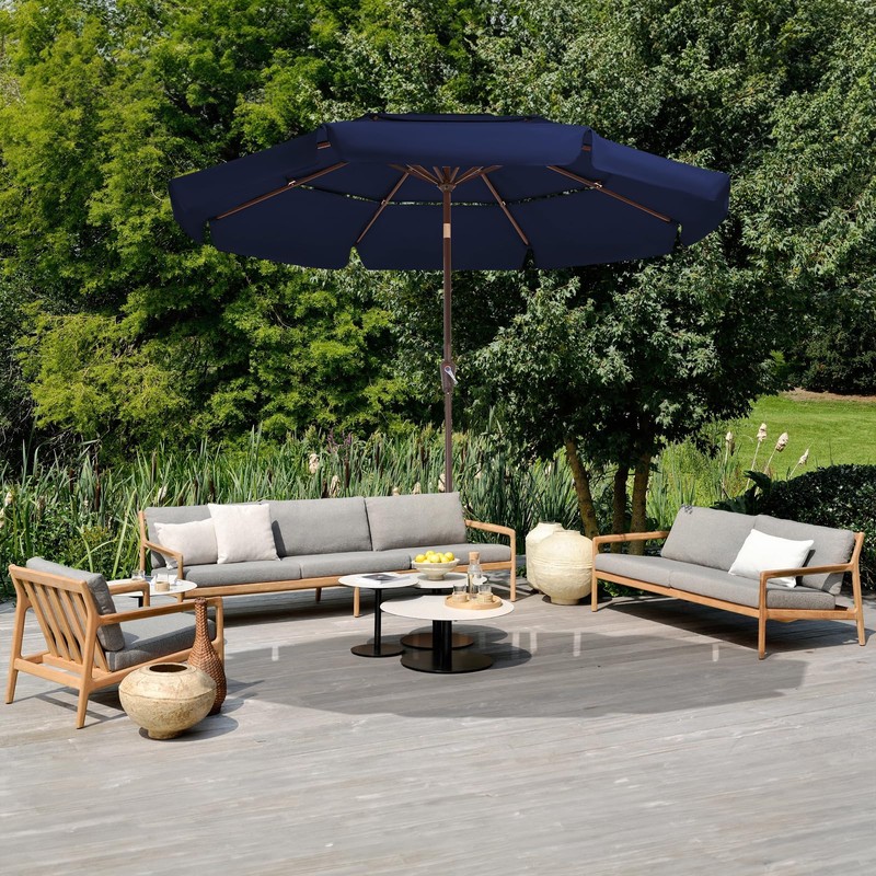 JEAREY 9 ft 3 Tier Outdoor Patio Umbrella with Push