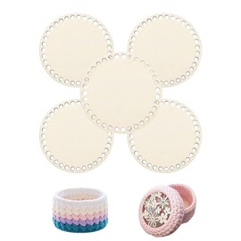 HSIXHAF 5 Pieces Wooden Basket Base 10 cm Crochet Basket Base for Crocheting Circle Blank Crochet Basket Wooden Base Natural Wood Basket Base Basket Base Set for DIY Baskets Purse Accessories Bag Base