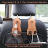 JFJVBDFH Car Seat Hooks for Headrest,Double Headrest Hooks for Car,Leather