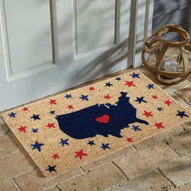 tag 18" x 30" Red White Blue USA Map with Stars Rectangle Indoor and Outdoor Coir Door Welcome Mat 4th of July Patriotic Beige Background 1'6X2'6" Multicolor