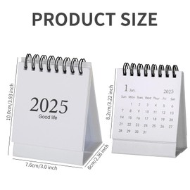 Mini Desktop Calendar,2024-2025 - Juli 2024 to Dec 2025 Small Desktop Calendar, for Home Office School,with Stickers,Reminder of Important Days.(White)