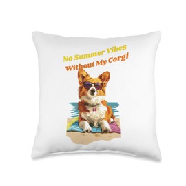 Summer gift for Corgi owners Gift idea for dog lovers Throw Pillow
