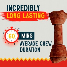 Canine Chews 8-9" XL Extra Large Rawhide Bone for Large Dogs Aggressive Chewers Savory Flavored 10 Pack (Beef Flavor)