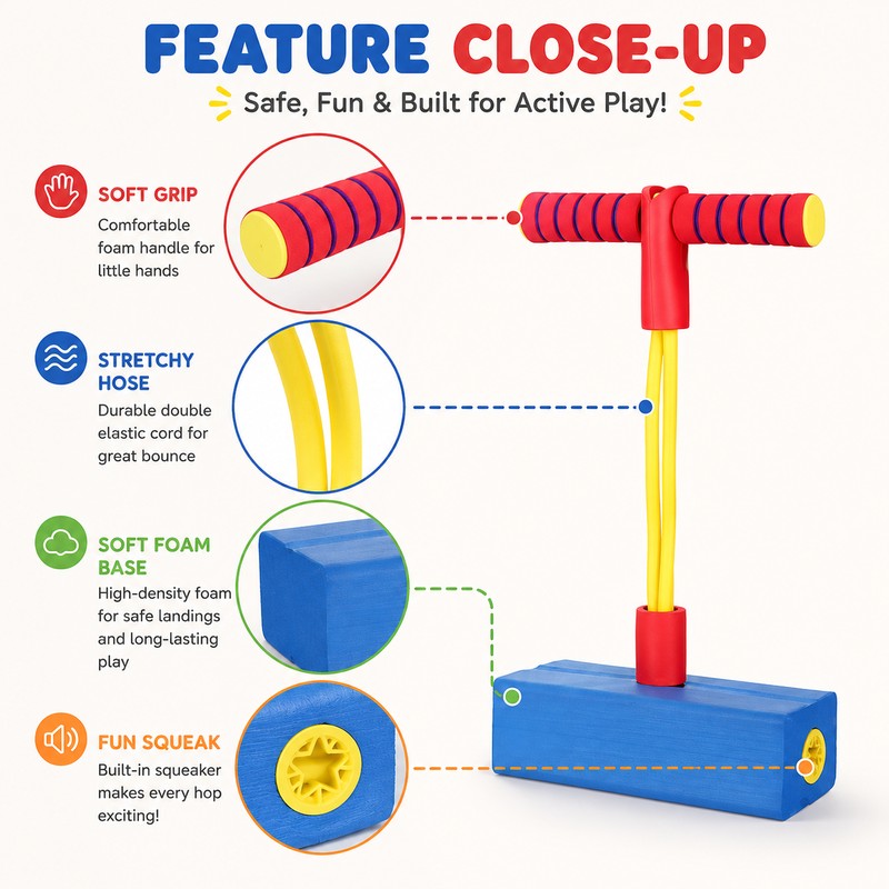 Foam Pogo Jumper Set for Kids Ages 3+ – 3-Pack
