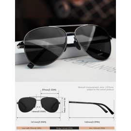 LUENX Aviator Sunglasses for Men Women Polarized - UV400 Protection, Classic Gun Metal Frame, Anti-Glare Grey Lenses, Lightweight & Durable, Stylish Eyewear for Driving & Outdoor Activities