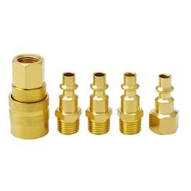 Joywayus 5pcs Air Coupler and Plug Kit，1/4 Inch NPT Industrial Brass Air Hose Fitting and Quick Connect Air Fittings