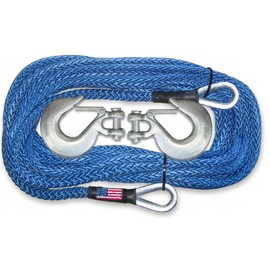 BILLET4X4 U.S. Made 5/16 inch x 50 ft. Synthetic Winch Rope Extension (15,000 lbs. MBS) with MEGA Hooks (4X4 Vehicle Recovery)