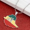 Ethiopian Flag Lion Map Pendant Necklace for Women Men Jewelry