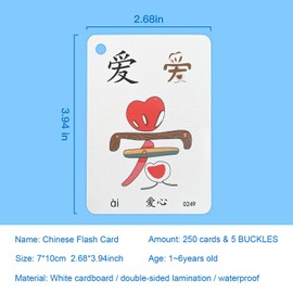 Richardy 250 Cards Chinese Characters Sight Words Learning Flashcards Mandarin Chinese Pinyin Hieroglyphic Stroke Order Early Education Chinese Beginners Stage Six