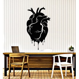 Vinyl Wall Decal Anatomical Realistic Human Heart Blood Drips Stickers Mural Large Decor (g7162) Black
