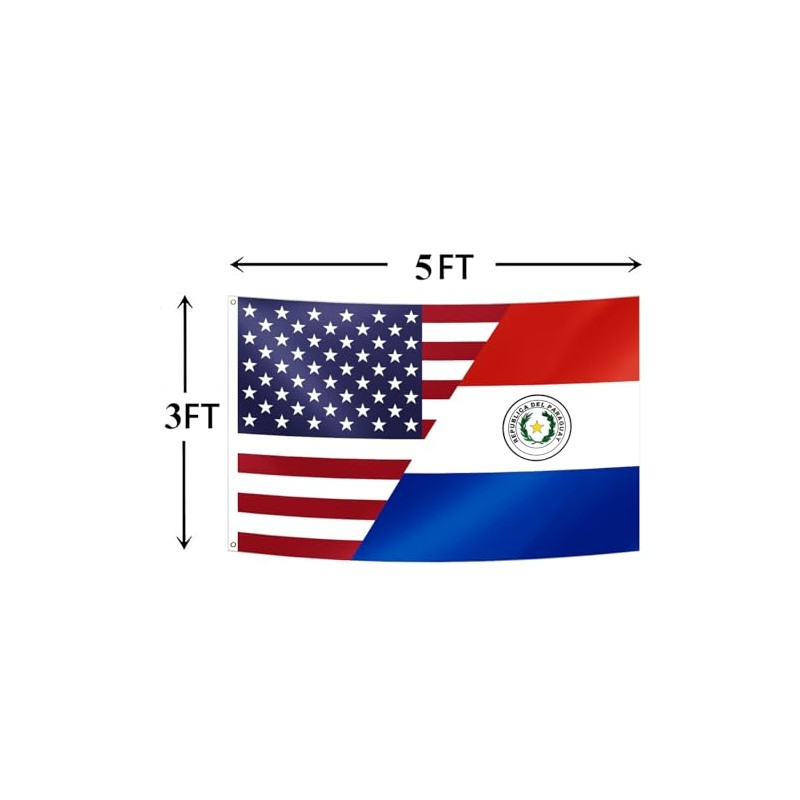 America Paraguay Friendship Flag 3x5FT USA American Paraguayans Flag Fade