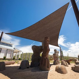 HOMA 20' x 20' x 20' Brown Sun Shade Sail Triangle Canopy, 95% UV Blockage Awning Shelter Fabric Cloth Screen for Patio Outdoor Backyard - Heavy Duty Commercial Grade (Custom Size - Made in USA)