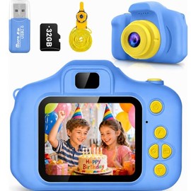 Desuccus Cámara para niños, juguetes de Navidad y cumpleaños para niños y niñas, juguetes para niños de 3, 4, 5, 6, 7, 8, 9 años, cámara de video digital HD para niños pequeños con tarjeta SD de 32 GB