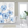 BREASOME Blue Watercolor Floral Shower Curatin Modern Artistic Flower Ink