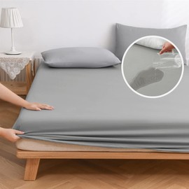 Waterproof Fitted Sheet, Double Waterproof Sheet, Waterproof Bed Cover, Waterproof Bed Sheet, Bedwetting Sheet, Nursing Sheets, Fully Waterproof, Side Waterproof, Baby, Elderly, Nursing, Grey