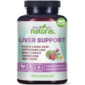 Why Not Natural 5-in-1 Liver Health Formula Supplement for Detox and Cleanse with Milk Thistle Support - 120 Capsules