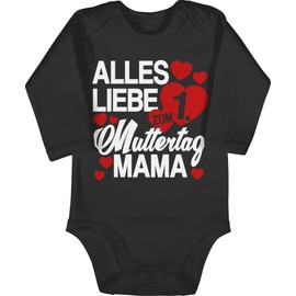 Shirtracer - Mother's Day Gift Mum Gift Baby - Alles Liebe zum 1st Mother's Day Mum - Red/White - Baby Bodysuit Long Sleeve, 3 Black, 3-6 Monate