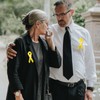 50 Pcs Memorial Funeral Ribbon with Cross Pins, Yellow