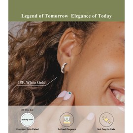 Sanfenly 925 Sterling Silver Small Hoop Earrings for Women 18K White Gold Plated Cubic Zirconia Huggie Hoop Earrings Dainty Hoops Earring Double Hoop Earrings