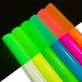 Efuncro Fluorescent Glow in Dark HTV,12'' X 12''-6 Sheets HTV Heat Transfer Vinyl for Cricut Machine, Luminous Heat Transfer Lettering Film Glow in The Dark Heat Transfer Vinyl for T Shirts Pillows
