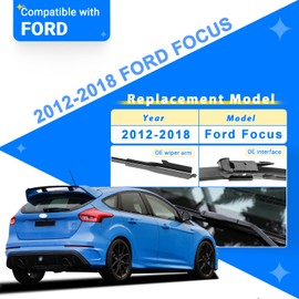 RAINTOK Windshield Wiper Blades Replacement for Ford Focus 2012 2013 2014 2015 2016 2017 2018 Original Factory Quality Front Rear Wipers Blade Set for My Car - 28" 28" 12" (Pack of 3)