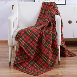 Adore Home Weicher und Warmer bedruckter Fleecedecke für Sofa Bett Reisedecke für Autofahrten -150x200cm, Rot Check
