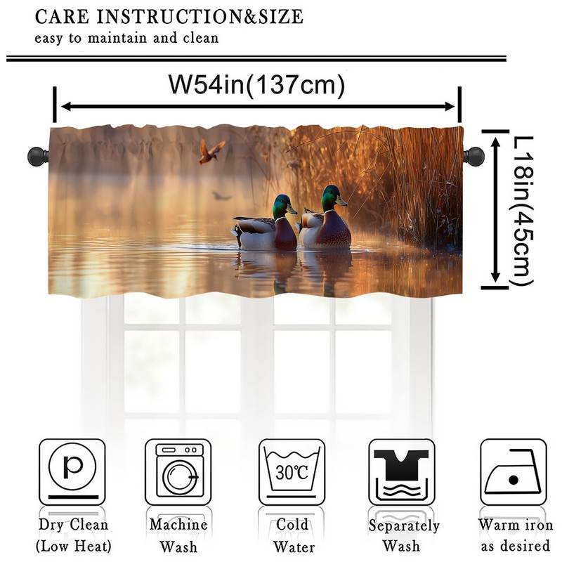 Twistmyst Rustic Wildlife Mallard Duck Valances for Windows 2 Pack,Rod