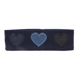 Motique Accessories Girls Headband with Three Hearts Ribbed Headwrap - Navy