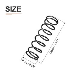 DTGN 1.2x14x45mm(DxODxL) Compression Spring - 10Pack - Good for Machinery - Spring Steel Extension Spring - Black
