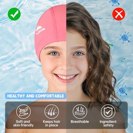 Gorro de natación con forro de satén, adecuado para niños y niñas de 6 a 14 años (2 unidades)