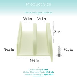 Shuisen Sliding Shower Door Bottom Guide with Screw for Sliding/Glass Doors,Shower Door Divider Track Guide 1/2 in Channel for Top Hung Tub Enclosure Systems,Shower Door Replacement Parts,2 Pack