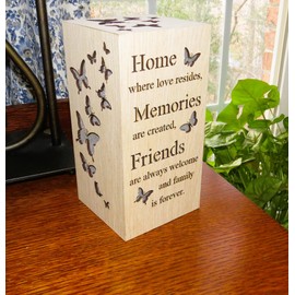 UNIDECO Wooden Butterfly Décor for Bedroom - 8.0 Inch Wood Family Gifts Mom - Battery Powered Cordless Friend Lamp - Friendship LED Operated Night Lights - Home Accent Nite Lite Butterflies