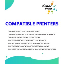 Color Print Compatible LC61 Ink Cartridge Black Replacement for Brother LC61BK LC61XL LC65 for DCP-165C DCP-375CW MFC-290C MFC-490CW MFC-5490CN MFC-6490CW MFC-795CW FC-J415W MFC-J615W Printer (3-Pack)