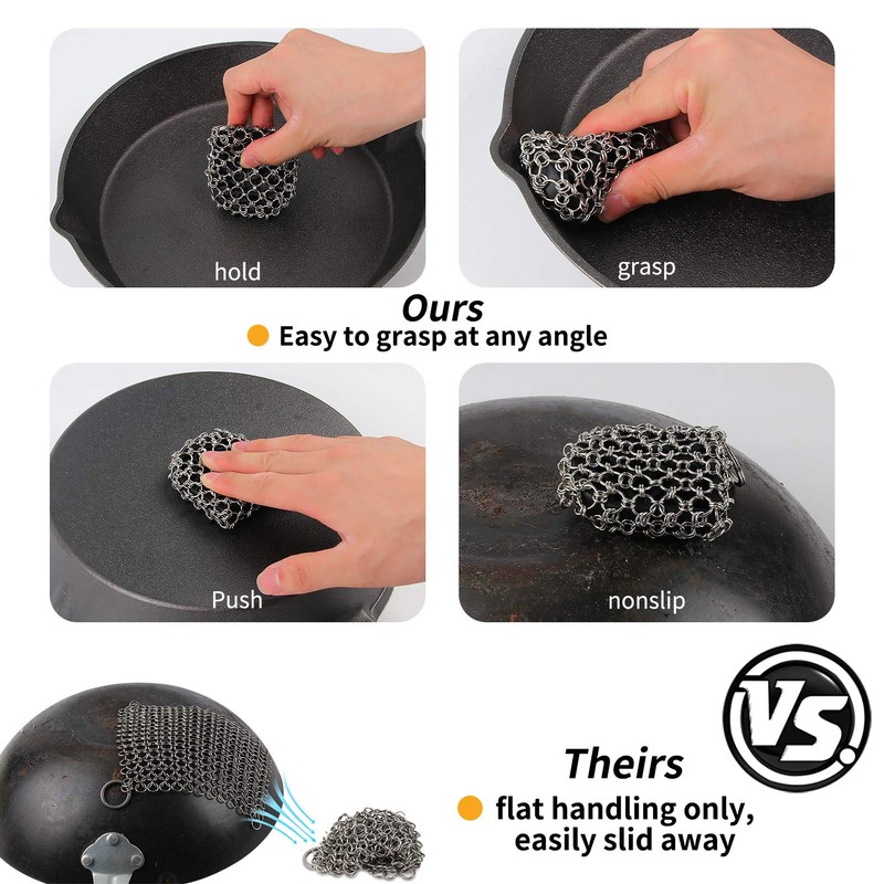 2pack Cast Iron Scrubber Chain Mail Scrubber 316 Chainmail Scrubber